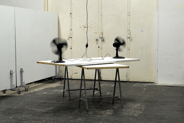 Sebastian Vonderau, Variation mit Ventilator #3, installation, 2011, diverse materials, dimensions variable