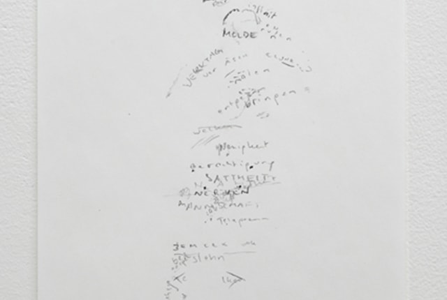 Iris Dittler, Bodyscann#13, 2013, graphit on paper, A4, exhibition view “Révolte logique, part II: Slave to Art”, Marcelle Alix, Paris, photo © Aurélien Mole