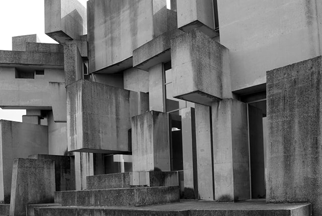 Fritz Wotruba, Fritz Mayr, The Church of the Most Holy Trinity, “Wotruba Church,“ completed in 1976, Vienna, detail,  photo: Evy Jokhova